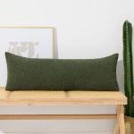 Green Textured Long Lumbar Pillow Cover