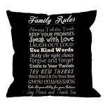 Family Rules Decorative Throw Pillow Cover 18x18