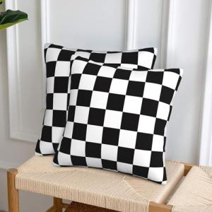 Black and White Checkered Pillow Cover Set of 2