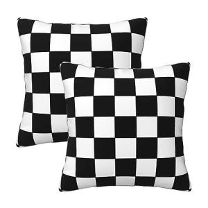 Black and White Plaid Throw Pillow Covers Set