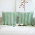 Pack of 2 Sage Green Faux Fur Pillow Covers