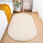 Fluffy Cream Oval Area Rug for Kids Room