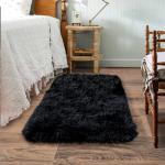 Small Black Shag Area Rug for Bedroom Decor