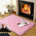 Pink Fluffy Area Rug for Bedroom or Living Room