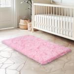 Pink Fluffy Area Rug for Bedroom or Living Room