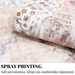 MUJOO Pink Boho Area Rug - Washable & Non-Slip