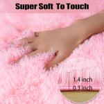 Pink Fluffy Area Rug for Bedroom or Living Room