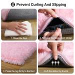 Pink Fluffy Area Rug for Bedroom or Living Room