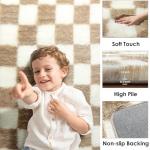 Beige and Cream Furry Area Rug, 2x3 Feet