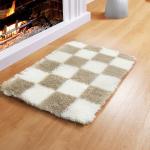 Beige and Cream Furry Area Rug, 2x3 Feet