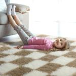 Beige and Cream Furry Area Rug, 2x3 Feet