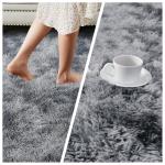 Fluffy Grey Throw Rug for Bedroom or Entryway