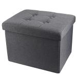 Compact Grey Storage Ottoman with Folding Design