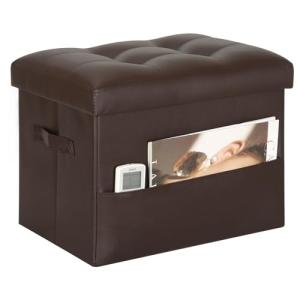 Foldable Leather Storage Ottoman with Foam Seat