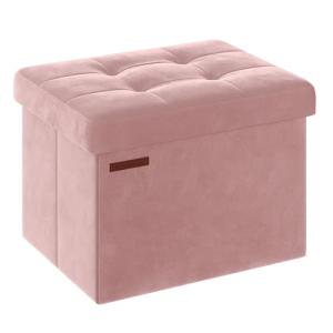 Foldable Storage Ottoman Foot Rest in Jelly Pink