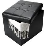 Folding Leather Storage Ottoman with Padded Seat