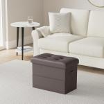 Foldable Leather Storage Ottoman with Foam Seat