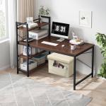 Beige Folding Storage Ottoman with Side Pocket