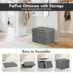 Dark Gray Storage Ottoman with Padded Seat