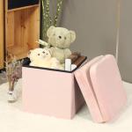 Pink Velvet Storage Ottoman with Seat Back