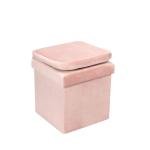 Pink Velvet Storage Ottoman with Seat Back