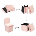 Pink Velvet Storage Ottoman with Seat Back