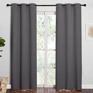Noise Reducing 84" Blackout Curtains, Grey, 2 Panels