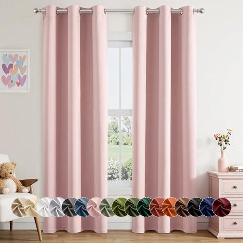 MIULEE baby pink blackout drapes for girls' bedroom