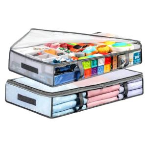 2 Pack Under Bed Storage Bins with Handles