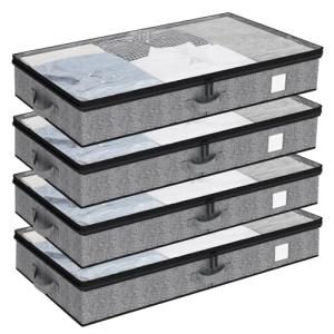 Fixwal 4 Pack Underbed Storage Bins for Clothes