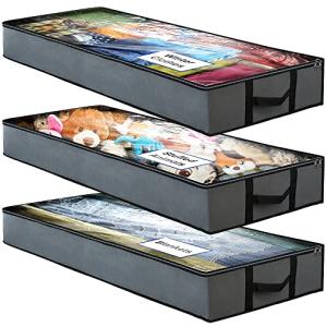 Underbed Storage Bins with Strong Handles - 3 Pack