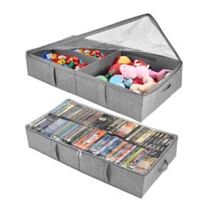 Under Bed Toy Storage Boxes - 2-Pack Grey