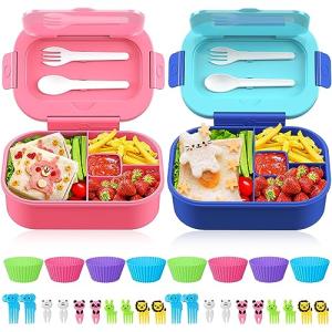 Bento Box Lunch Containers 2-Pack with Utensils