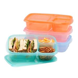 Stackable 3-Compartment Lunch Boxes - Set of 4