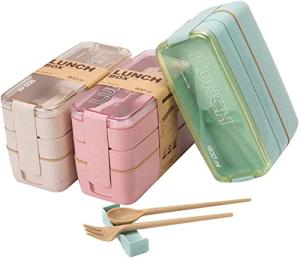 3-Pack Stackable Bento Box Meal Prep Containers