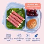 Stackable 3-Compartment Lunch Boxes - Set of 4