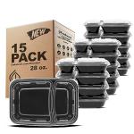 15-Pack 2-Compartment Meal Prep Containers with Lids