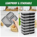 50 Pack 32 oz 3-Compartment Meal Prep Containers