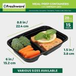 15-Pack 2-Compartment Meal Prep Containers with Lids