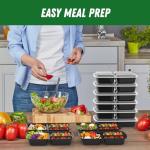 50 Pack 32 oz 3-Compartment Meal Prep Containers