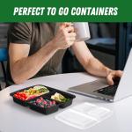 50 Pack 32 oz 3-Compartment Meal Prep Containers