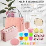 35-Piece Stackable Bento Lunch Box Set (Pink)