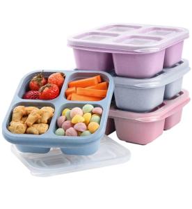 4-Pack Stackable Snack Containers with 4 Compartments