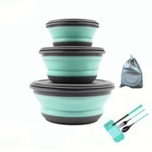 Collapsible Camping Bowls with Lids - 3 Pack