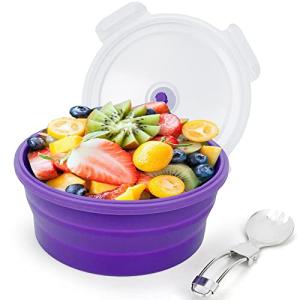 Lunbengo 1200ml Collapsible Camping Bowl with Spoon
