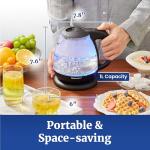 Elite Gourmet 1L Cordless Glass Kettle with LED