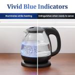 Elite Gourmet 1L Cordless Glass Kettle with LED