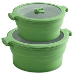 Collapsible Silicone Microwave Cooker and Food Storage Set