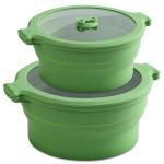 Collapsible Silicone Microwave Cooker and Food Storage Set
