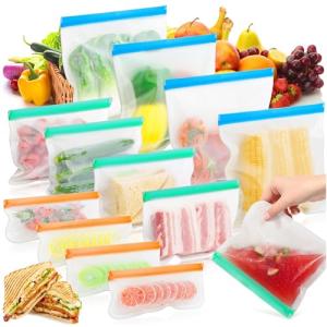 12 Pack Silicone Reusable Freezer Storage Bags